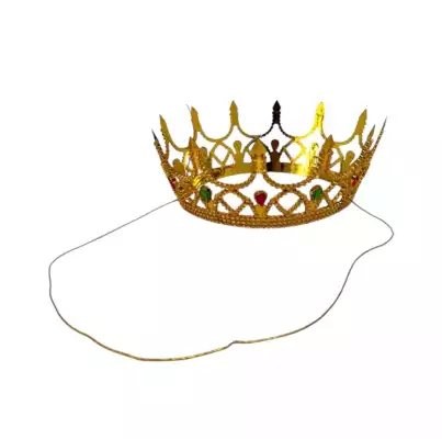 Корона карнавальная золотая на резинке, пластик